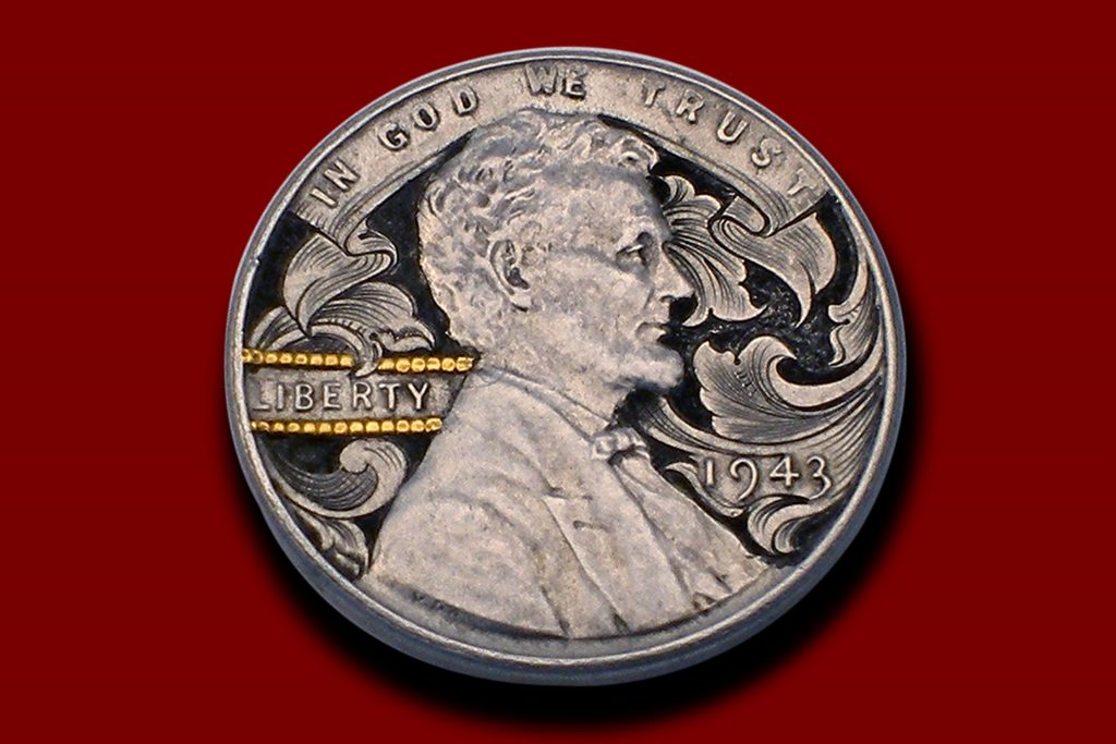 Hand engraved Lincoln steel penny