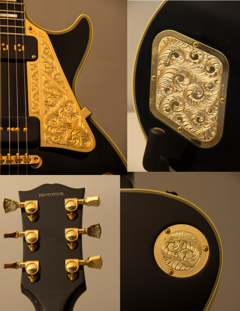 Hand engraved Les Paul guitar given to Les Paul